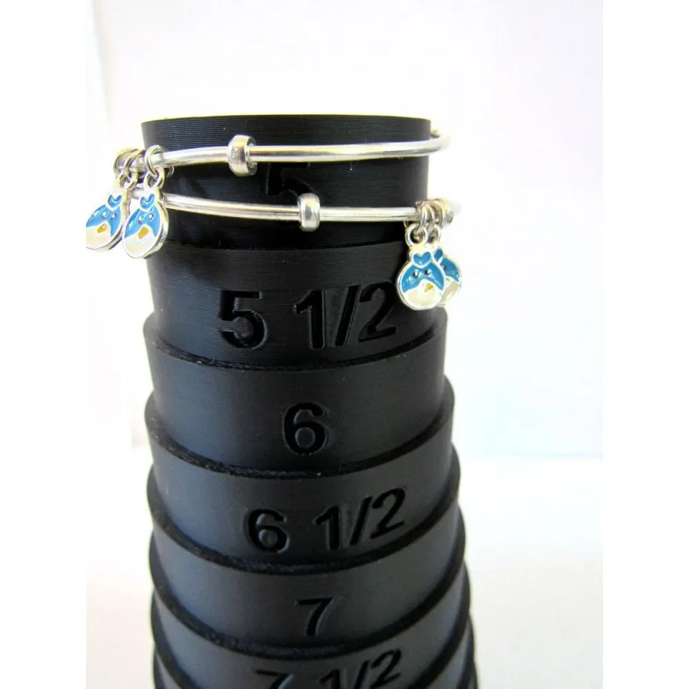 Sterling bracelet Kids Adjustable two Bangles Blue Bird Charms child size 4-5